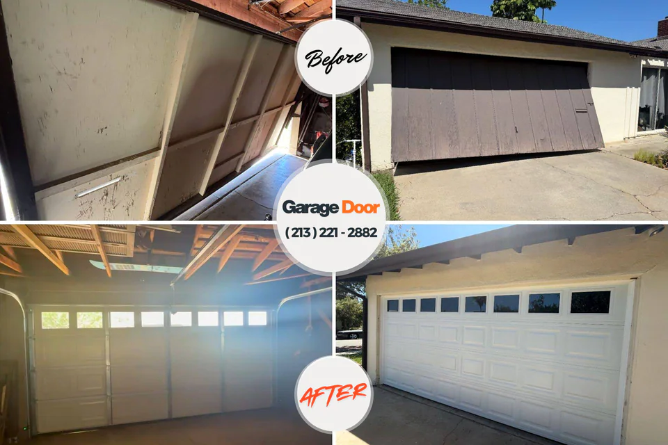 Before and after: garage door repair Little River, SC